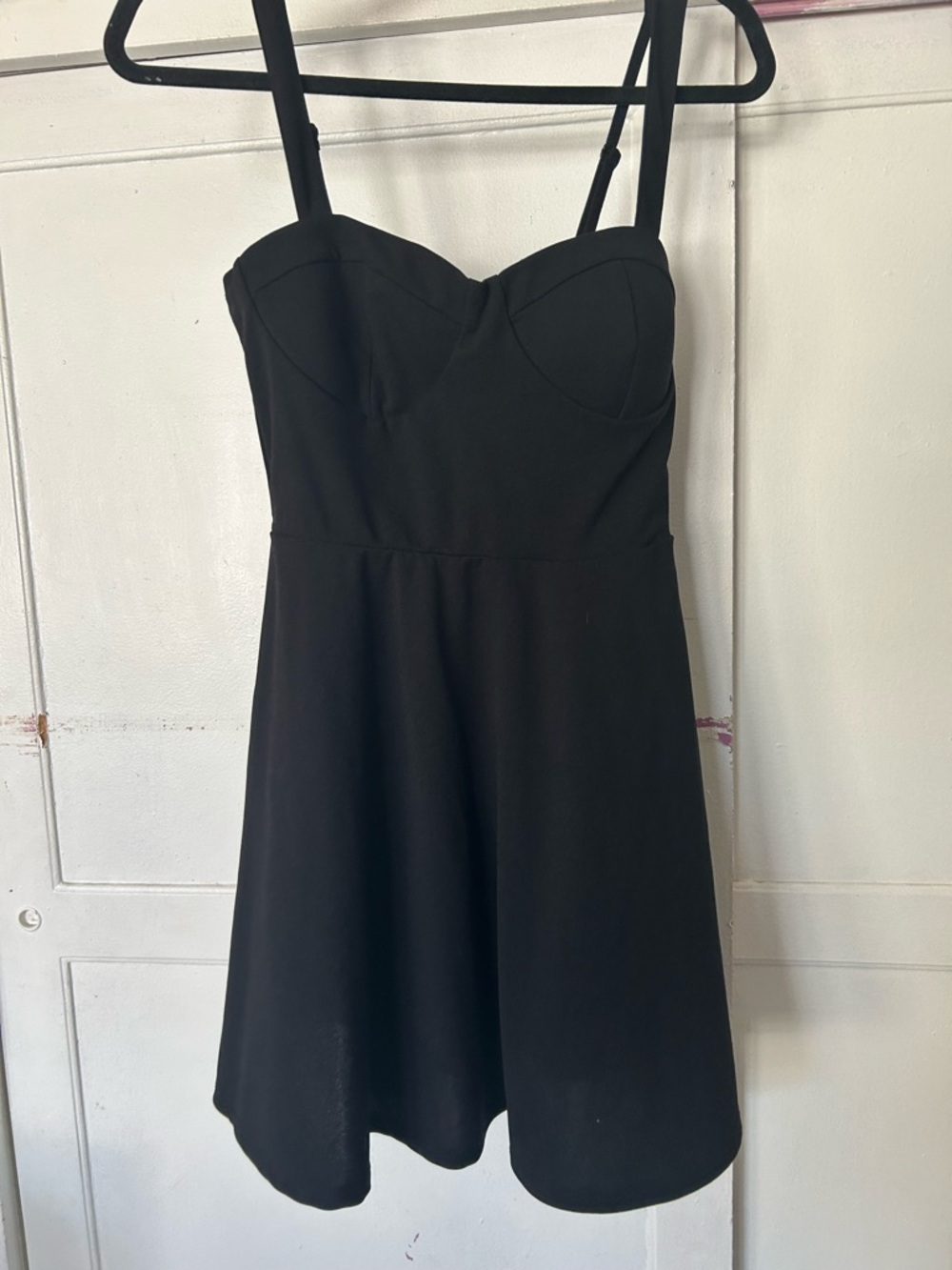 Black Spaghetti-Strap Fit & Flare Dress